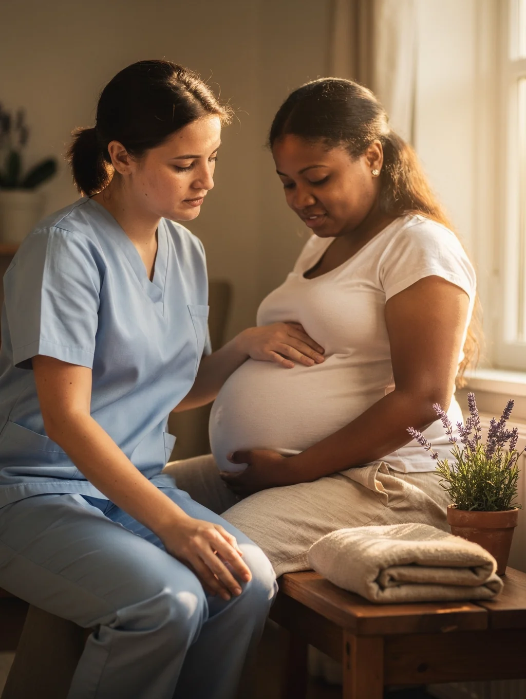 Midwife connecting with families